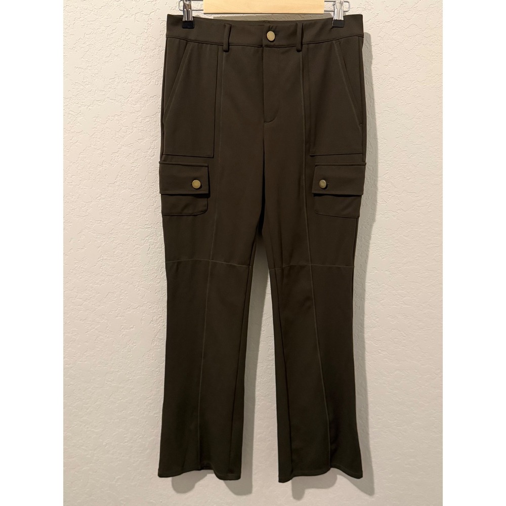 Halara Women Olive Green Cargo Flare Pants High Waisted Utility Trousers
